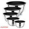 Kit 5 Tigelas de Aço Inoxidável com Tampas Herméticas para Salada e Armazenamento de Alimentos Cozinha Doméstica