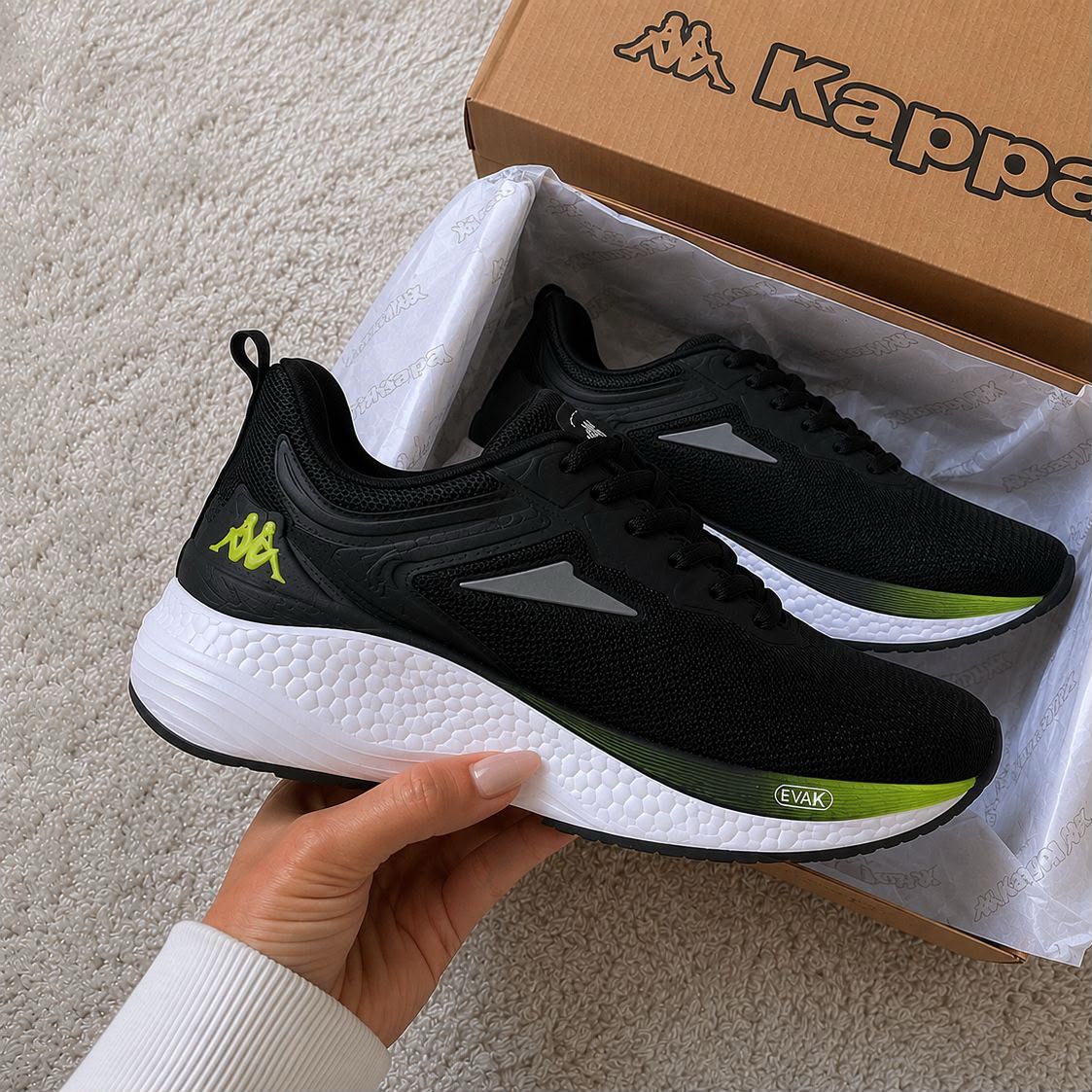 Tênis Kappa Pulse Evo Masculino Feminino Preto-amarelo Limão 43