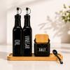 Galheteiro Azeiteiro Saleiro Vinagreiro Preto Tampa de Bambu Black Vinagre Oleo Azeite Sal Madeira Cozinha Preta