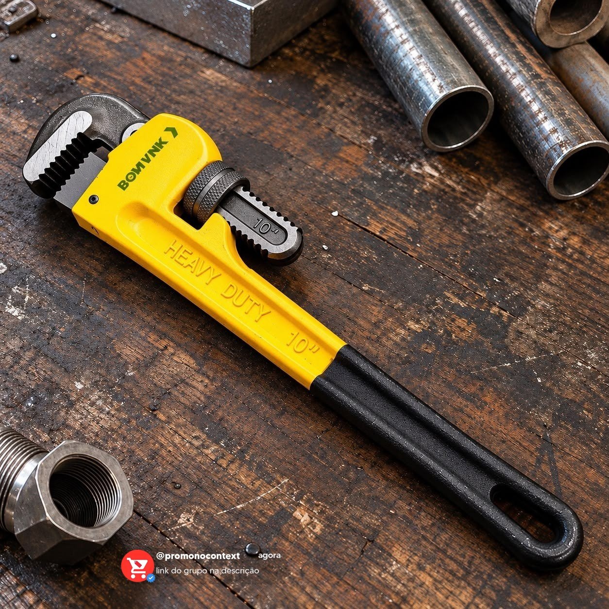 Chave Grifo 10 Pol Bomvink Para Tubos Canos Encanamento Amarelo