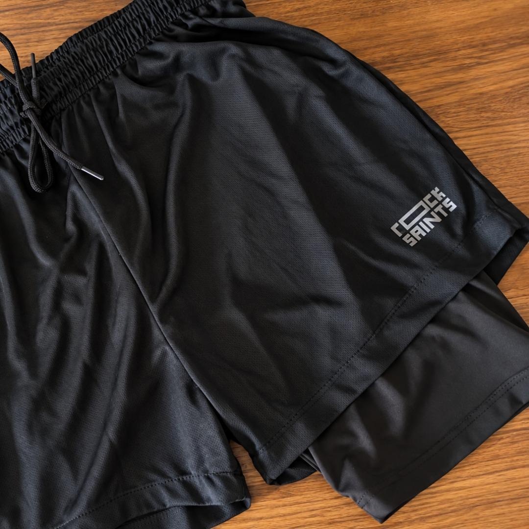 Kit 3 Shorts Duplo 2em1 Rock Saints Para Academia