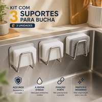 Kit 5 Suportes Porta Esponja Bucha Inox Pia Cozinha Ganchos Inox