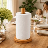 Organize sua cozinha com elegância! Porta-papel toalha madeira bancada. ✨️