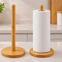 Suporte Porta Papel Toalha Bambu De Mesa Cozinha Organizador Marrom