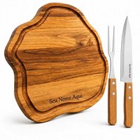 Kit churrasco: tábua premium e faca/garfo inox!