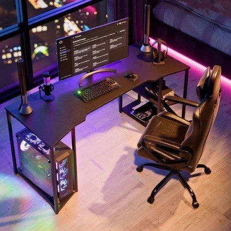 Escrivaninha Gamer APEX 160cm com Nicho para CPU com Prateleiras