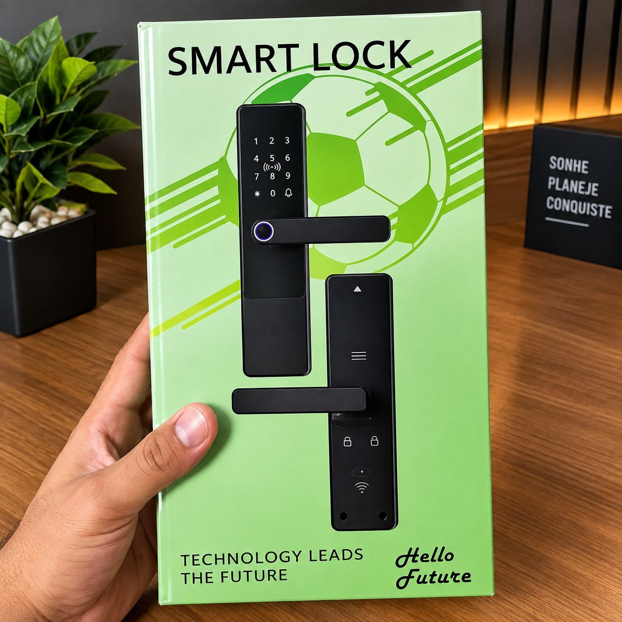 Fechadura Eletrônica Digital Com Biometria,Tuya App Bluetooth, Senha, Cartão IC,Chave Touch Anti-espião Inteligente Preta Para Porta (casa/apartamento/hotel)