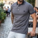 Camisa Camiseta Gola Polo Masculina Básica 100% Algodão Cinza-escuro Liso G