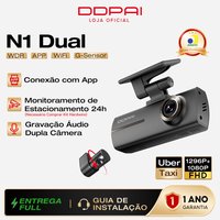 ️ Câmera Veicular DDPAI N1 Dual 1296P+1080P Uber WiFi App Supercapacitor Visão Noturna Gravação em Loops
