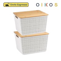 Kit 2 Caixas Oikos 18L com Bambu! Organize com estilo! ✨️