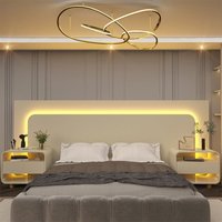 Kit Cabeceira Box Casal c/ 2 Mesas LED Innova Branco Off White! ✨