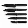 LUMAI Kit Jogo de Facas Cozinha London 5 Peças Aço Inox Preto Inteiriças Chef Santoku Pão Premium