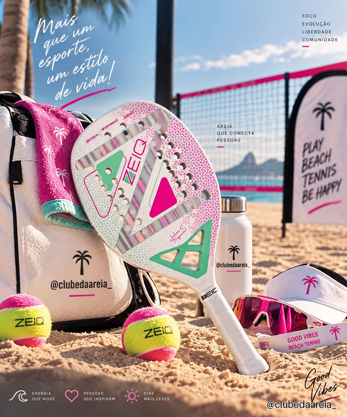 Raquete De Beach Tennis Zeiq Advanced White Julia Nogueira Cor Branco