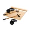 Conjunto Sushi 10 Peças Bambu Okinawa Wolff Preto com Hashis Tigelas Suportes e Esteiras Mesa Oriental Japonesa Completa