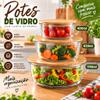 Potes 400ml/620ml/1750ml Vidro Hermético Quadrado Marmita Potes Conjunto Pote Tampa de Bambu