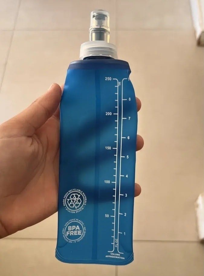 Garrafa De Água Dobrável Silicone Soft Squeeze Corrida 500ml Azul