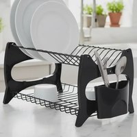 Escorredor de Louças Compacto 13 Pratos Porta Talher Preto Metaltru