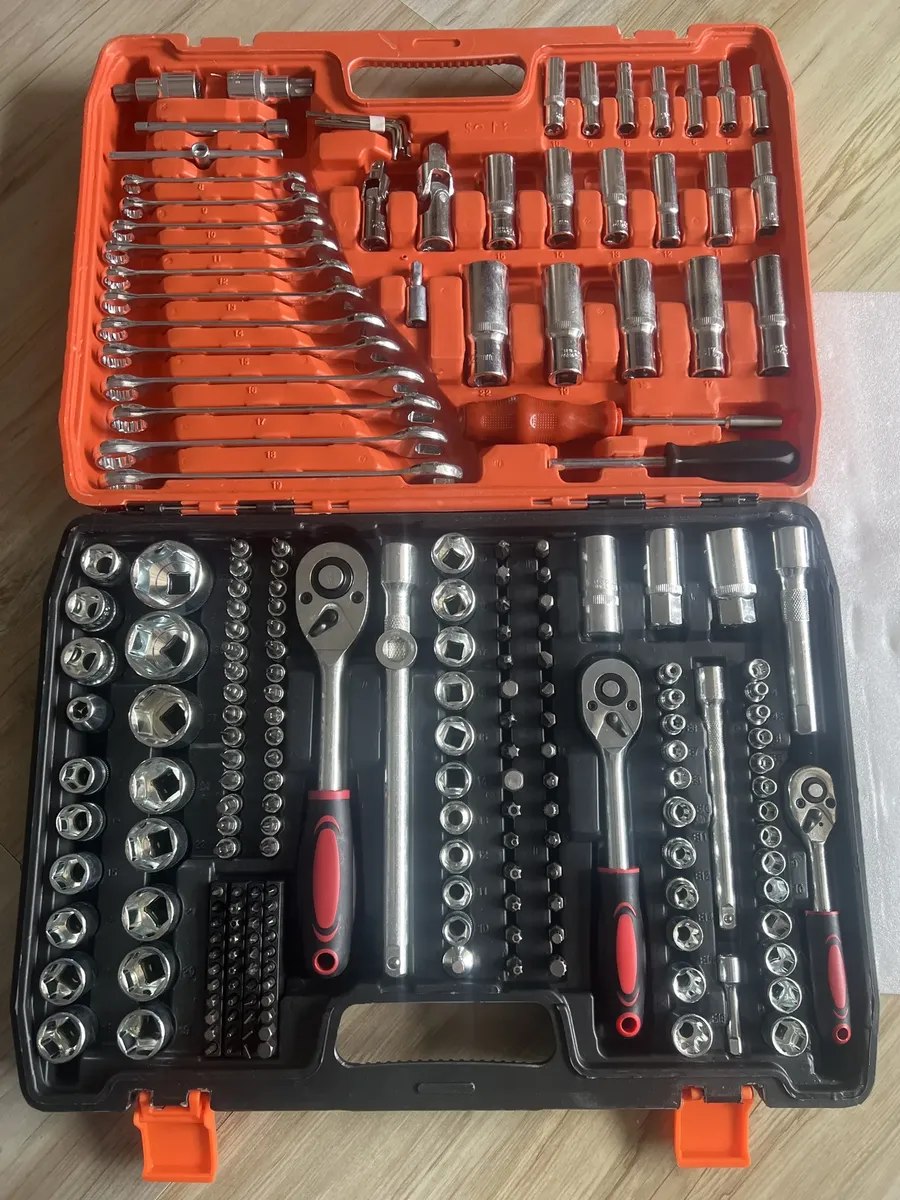 Kit Jogo Soquete Chave Catraca 216 Pecas Aço Crv Com Maleta Laranja