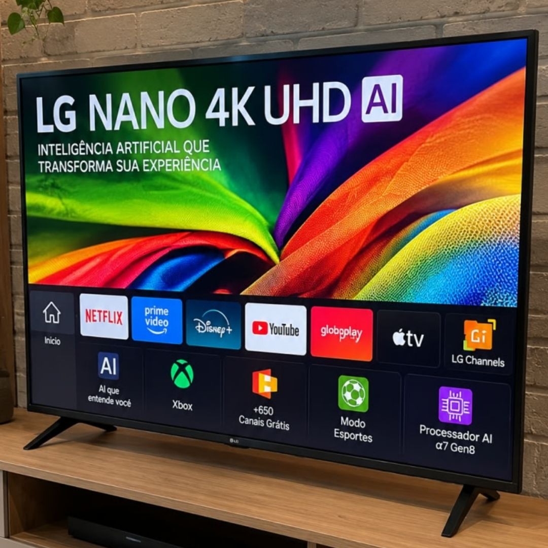 Smart TV 4K 43" LG NANO UHD AI NU850 2026 Processador α7 Ger9 HDR10 Xbox Bluetooth Wi-Fi AI Search Google Gemini webOS 26 - 43NU850BPSA