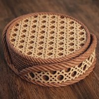Kit 8 Porta Copos Decorativo Palha Indiana Rattan Decoração Rattan Bege