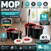 Mop C/ cabo de 140 cm + 2 Refis - Rodinhas e Cesto Em Inox - Balde Centrífuga - CH