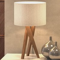 Luminária Paris Luxo De Mesa Cúpula Tecido Mais Vendidos Cúpula Bege Estrutura Marrom