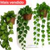 Arranjo c/ 3 Trepadeira Folha de HERA + Vaso Trançado Marrom