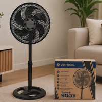Ventilador Oscilante De Coluna Ventisol 30cm Turbo 6 Pás Preto