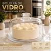 Boleira de Vidro com Tampa Transparente Redonda para Bolos Tortas e Doces