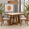Conjunto Mesa Lins 4 Cadeiras Sextavada Freijó/off/bouclé Off - M.a