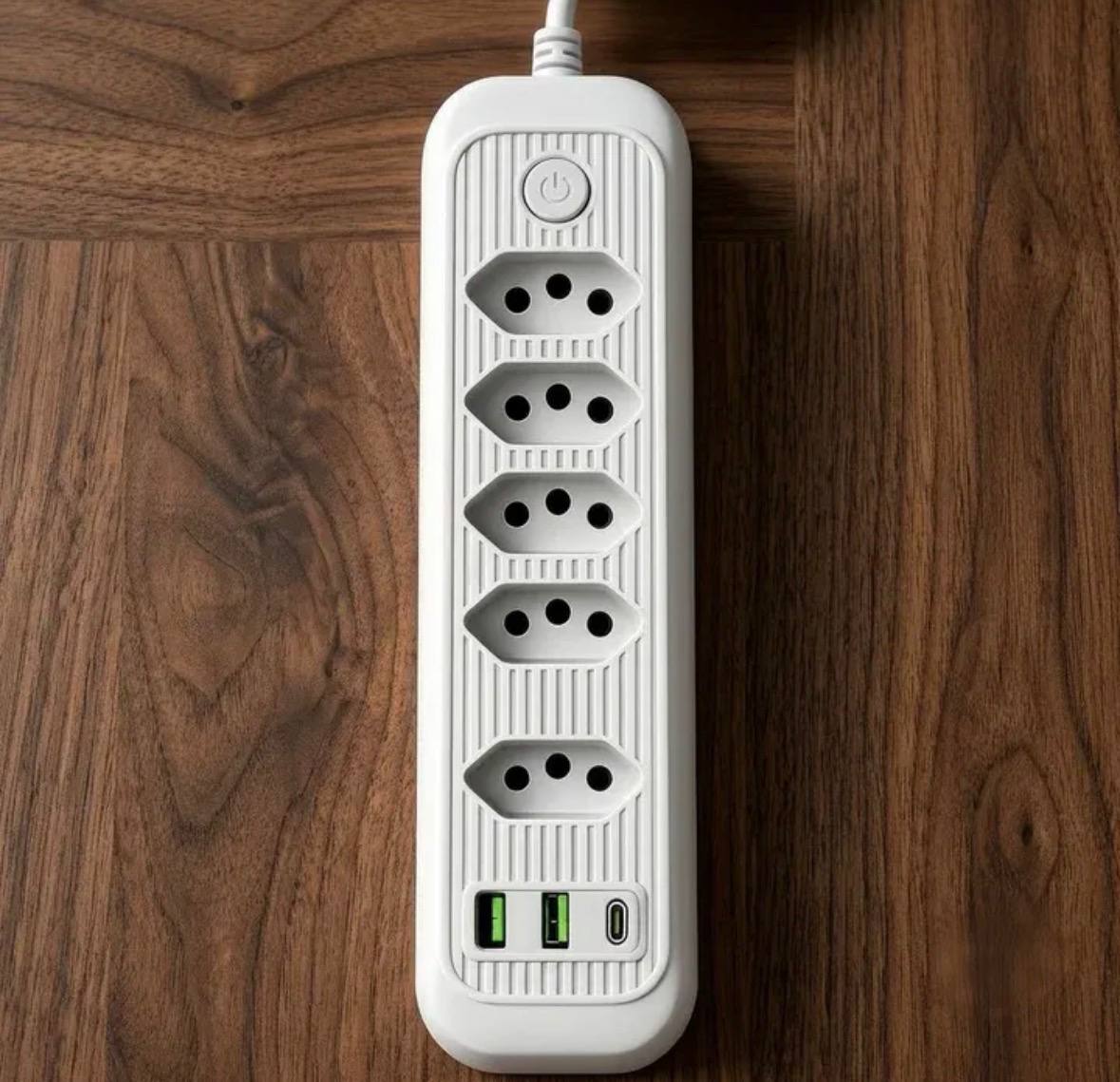 Extensão Elétrica Tomadas Usb Type-c Bivolt 2m Chave Liga Jxb75+2+1