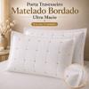 Kit 2 Porta Travesseiros Matelado Bordado 70x50 Ultra Macio Branco Luxo Premium para Cama