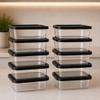Kit 10 Marmitas Fitness 500ml Potes Reutilizável Transparente BPA Free Microondas Freezer Organizador