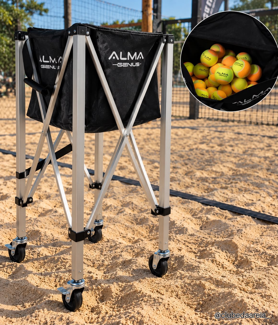 Cesto Bolinha Tenis Beach Tennis Padel 120 Bolas Quadra Preto