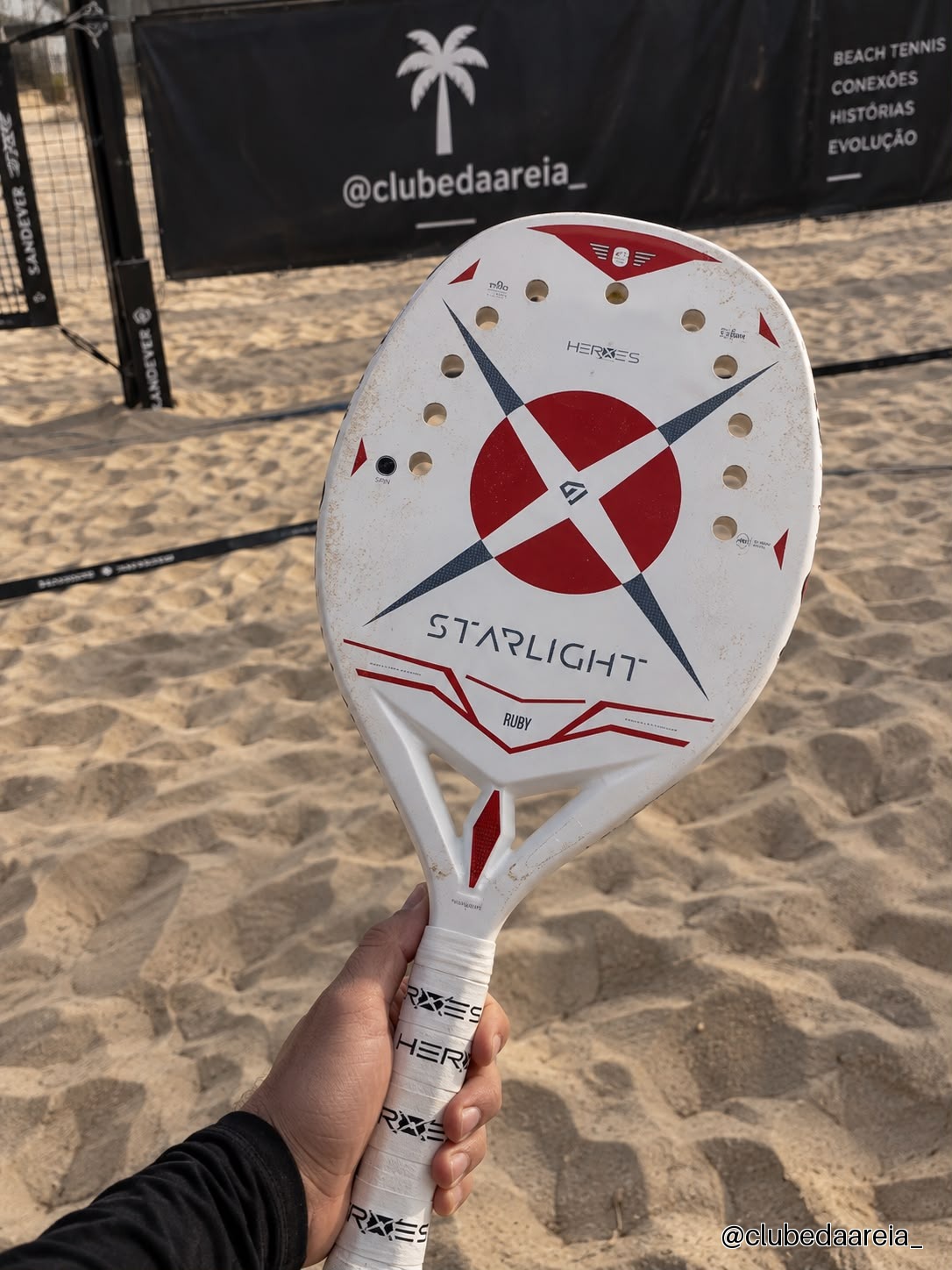Raquete Beach Tennis Heroes Starlight 3k 2026 Box Capa Grip Branco