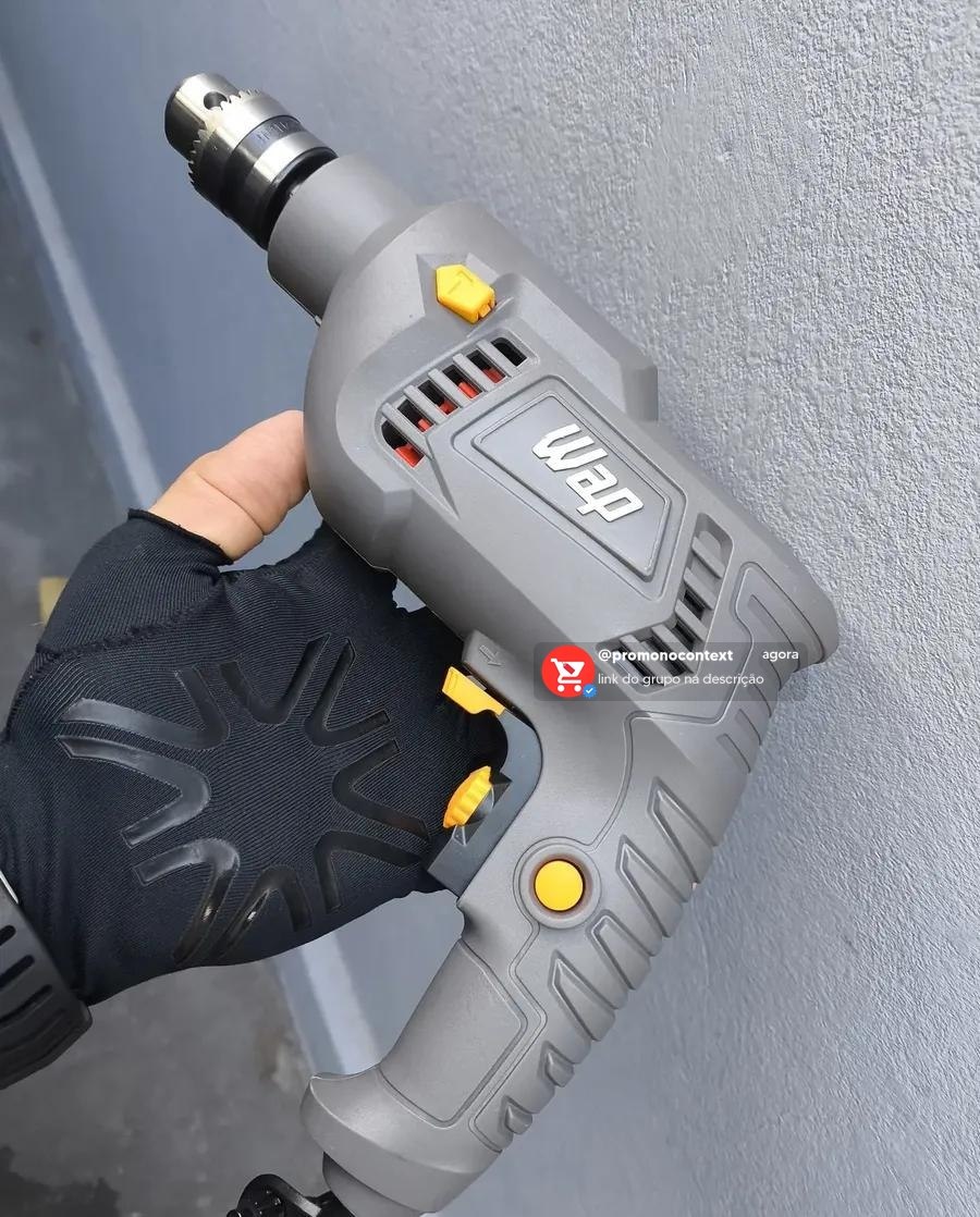 Parafusadeira e Furadeira de Impacto WAP WF 700FE Mandril de 3/8'' 700W Cinza e Amarela