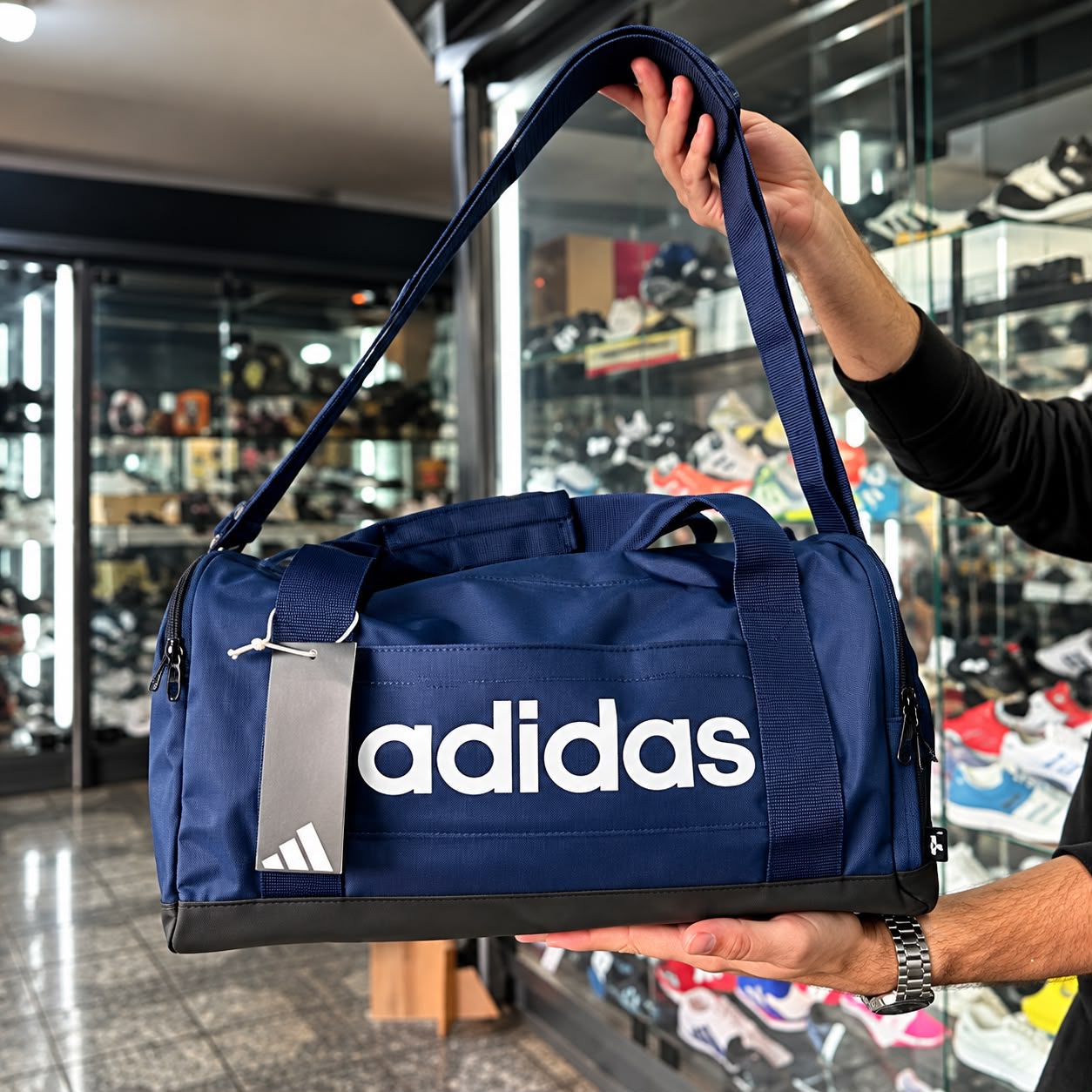 Mala Duffel Linear P adidas Azul-escuro Liso Níquel