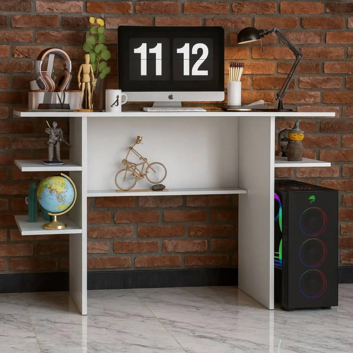 Escrivaninha Mesa Office Estudo Trabalho Estilo Industrial Branco