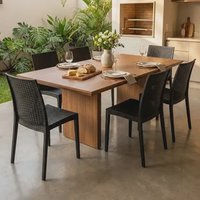 6 Cadeiras Ratan Plástica Preto Reforçada Top Chairs Jardim