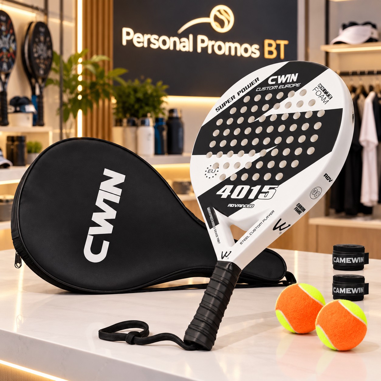 Raquete Beach Tennis 100% Carbono Profissional 3K Kit Com Capa De Protecao Raquetes De Praia Leve Balanceada Preto E Branco
