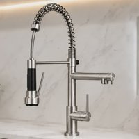 Torneira Gourmet Cozinha Monocomando Inox 304 Ducha Flexível Prateado Escovado