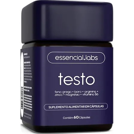 TESTO ESSENCIAL - Fórmula Exclusiva com Feno Grego + Boro + Arginina + ZMA + Vitamina B6 - 60 cápsulas - Precursor da Testosterona