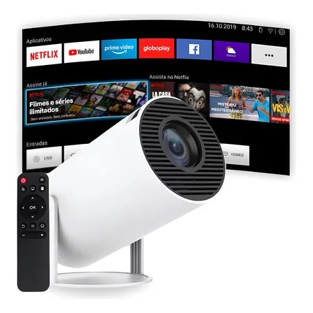 Projetor Portátil 4k Hd Android 11.0 Smart Wifi 5g Bluetooth Branco 127/220v
