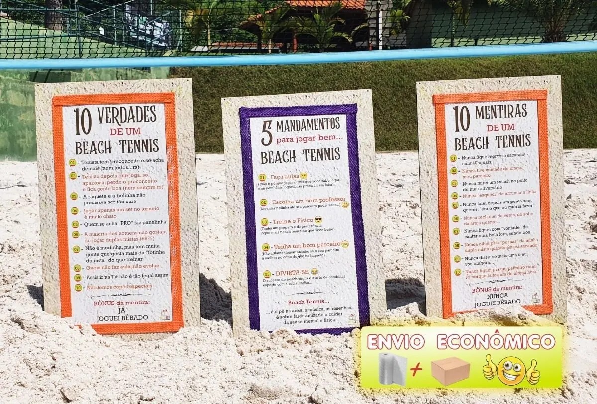 Kit Trio Quadro Decor Beach Tennis Engraçadas Envio Econômic Trio Beach Tennis