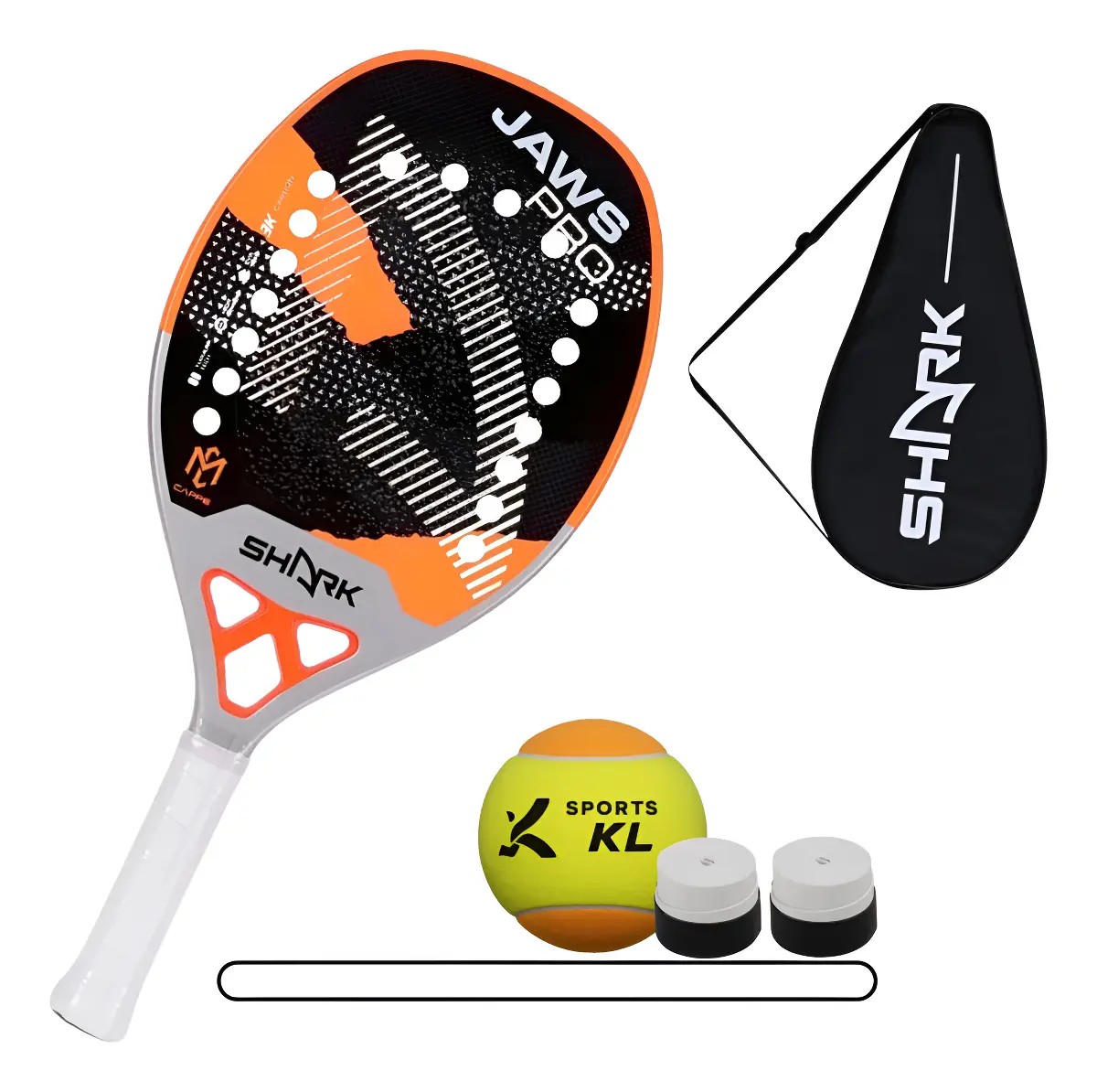 Raquete De Beach Tennis Shark Jaws Pro 22mm Cappelletti Brin 315/320g 25/26b