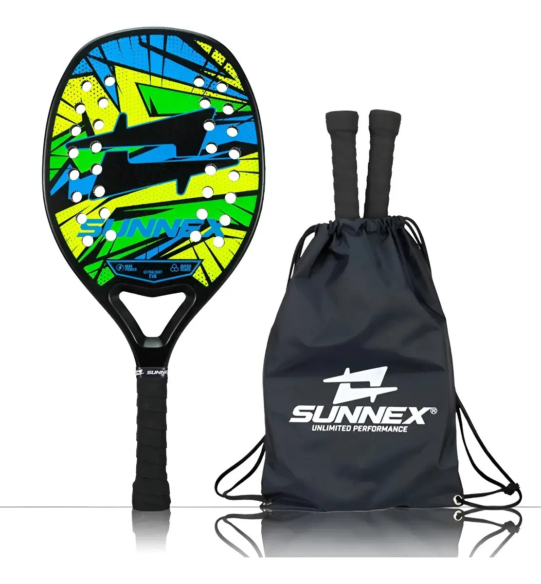 Raquete Beach Tennis Sunnex Thunder Reforço Carbono 3k + Capa