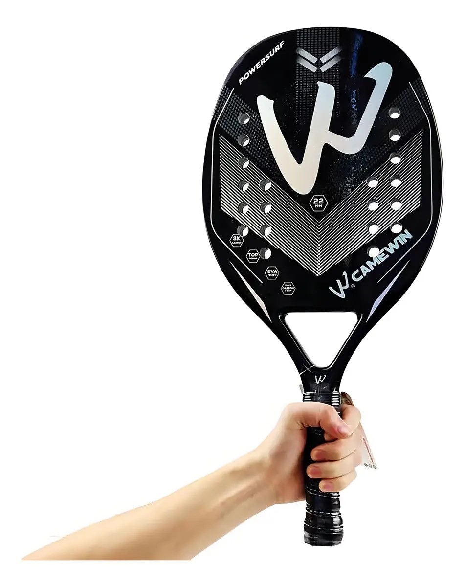 Raquete Beach Tennis Camewin 3k Carbono Profissional Preto 2023