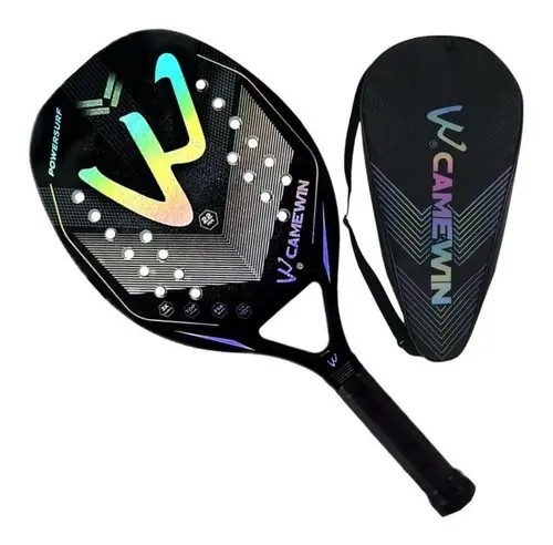 Raquete de beach tennis W Camewin 100% fibra carbono mais capa cor preto