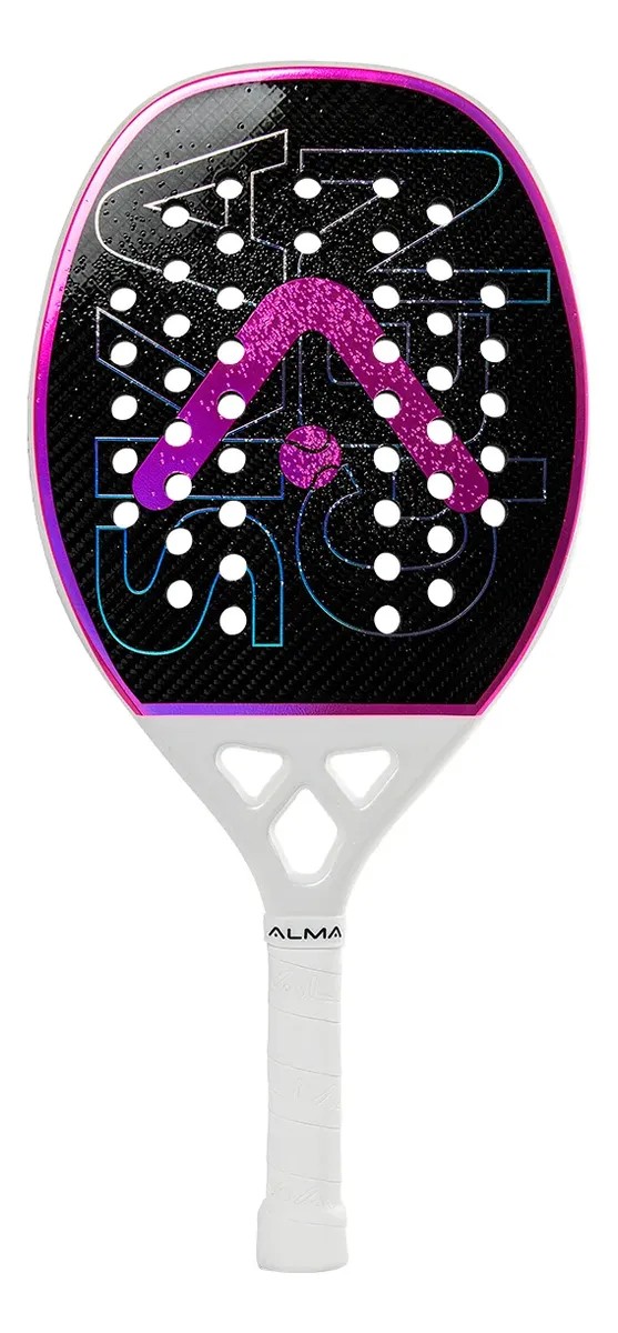 Raquete Beach Tennis Skagen 3k Carbon Branca Rosa Alma Geniu