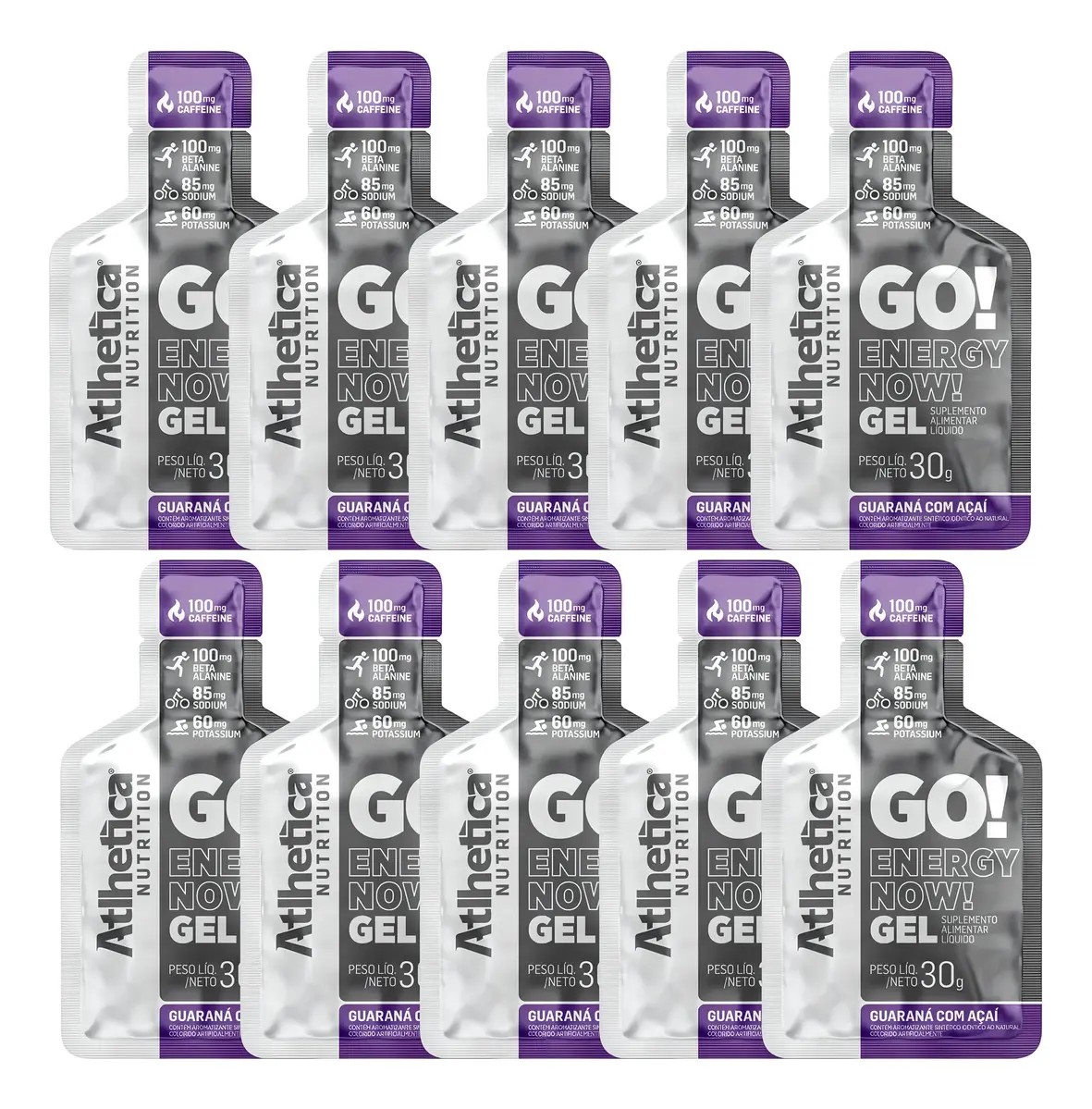 Go! Energy Now Gel Display 10 Sachês Atlhetica Sabor Guaraná com Açaí